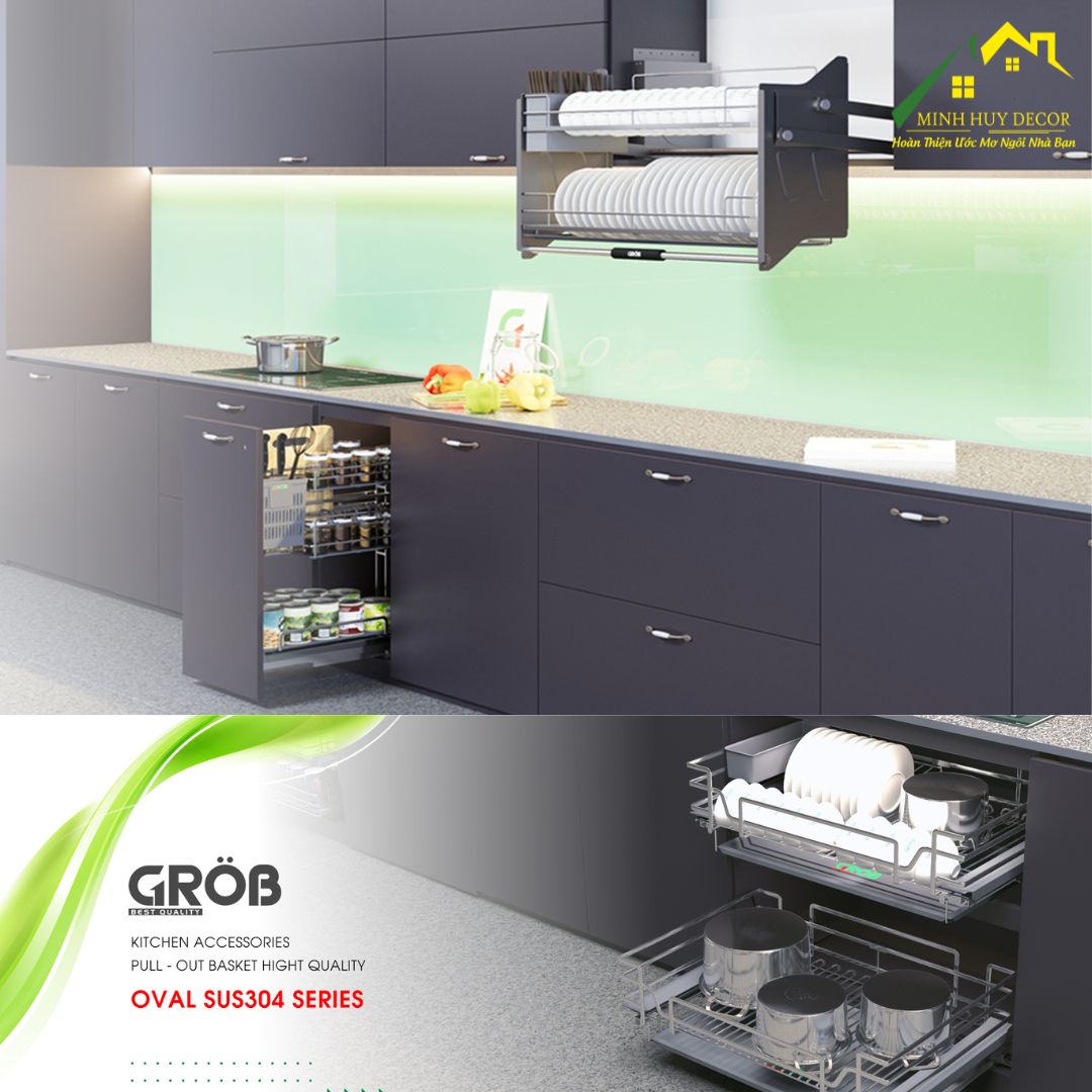 Nên chọn phụ kiện tủ bếp loại nào? Inox 304 hay nhôm? Hãng nào tốt nhất năm 2025?