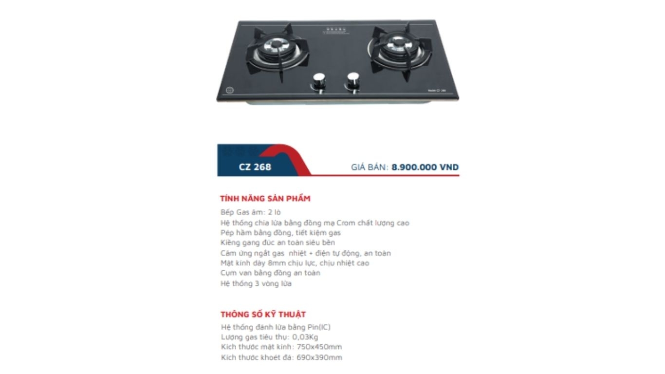 Bếp gas âm Canzy CZ-268