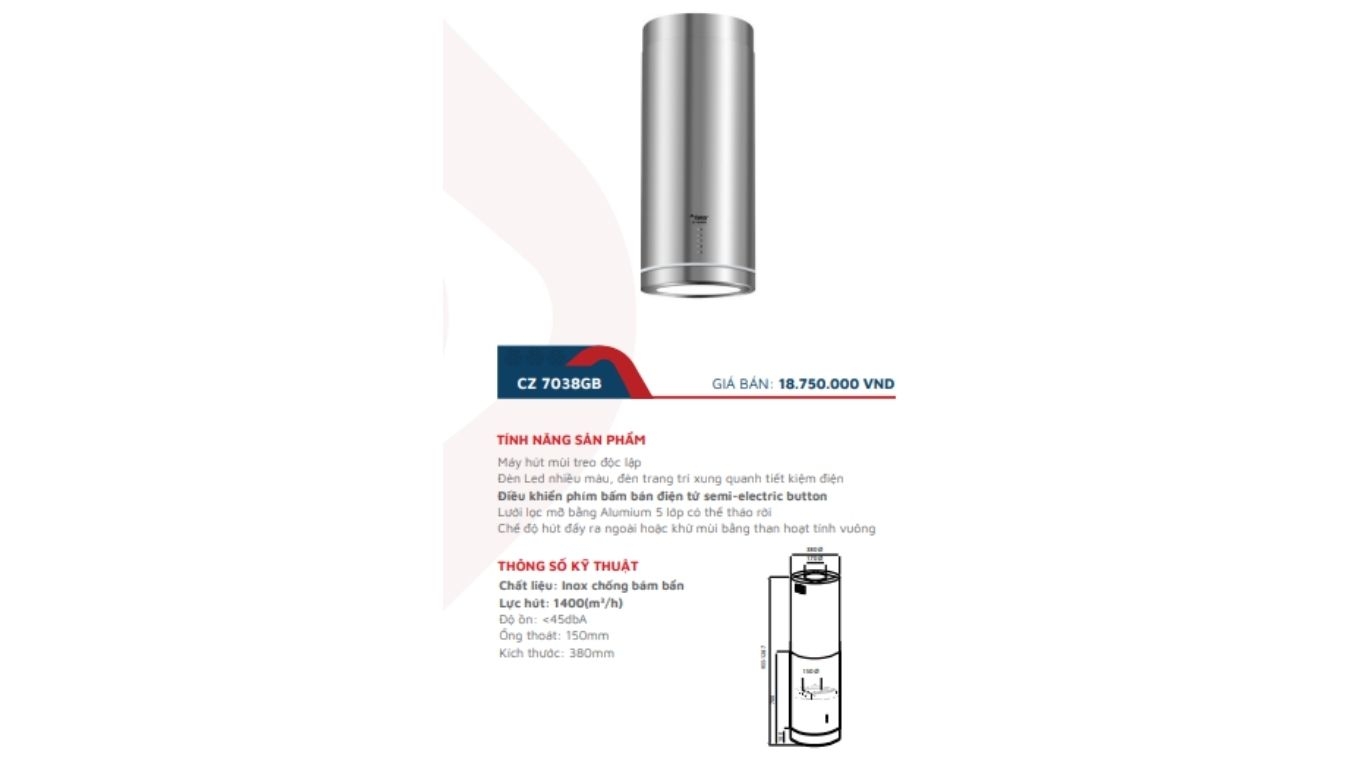 Máy Hút Mùi Canzy CZ 7038GB