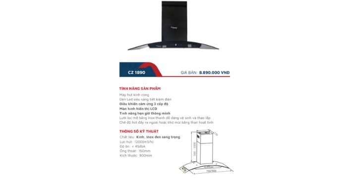 Máy hút mùi Canzy CZ-1890