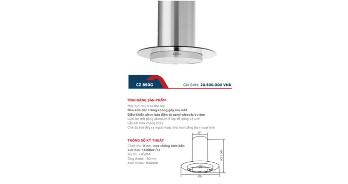 Máy hút mùi Canzy CZ-350C