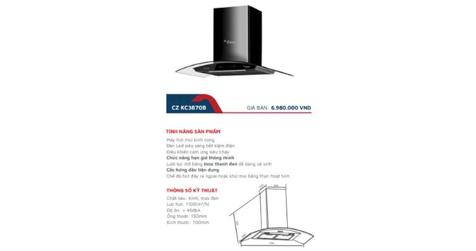 Hút Mùi Canzy CZ KC3870B