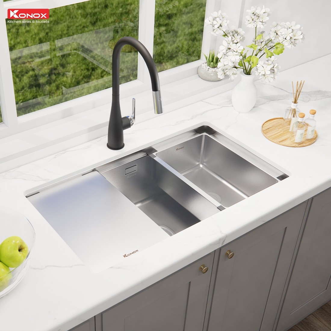 Chậu rửa bát chống xước Undermount Sink KN8146SU Dekor Full