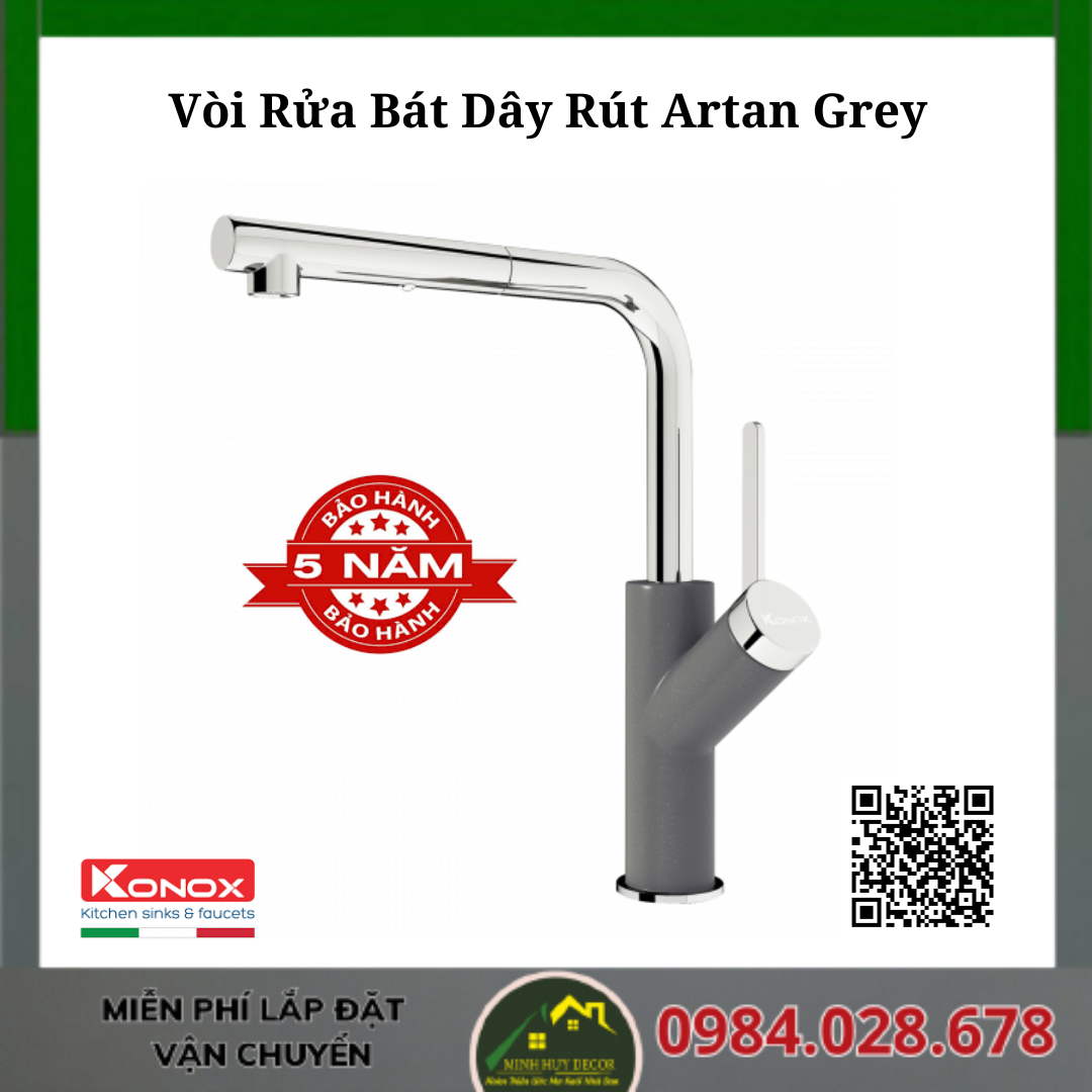 Vòi Rửa Bát Dây Rút Artan Grey