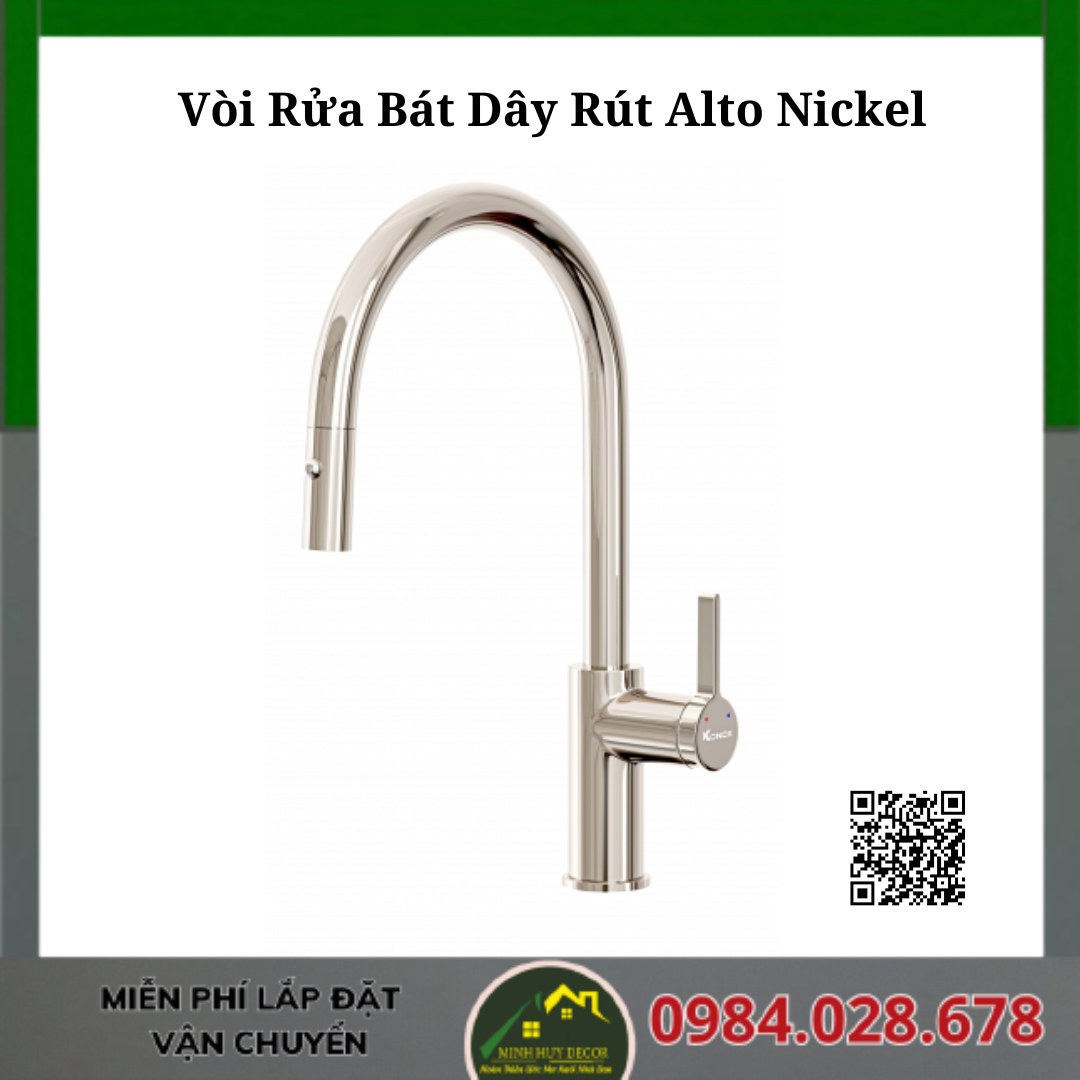 Vòi Rửa Bát Dây Rút Alto Nickel