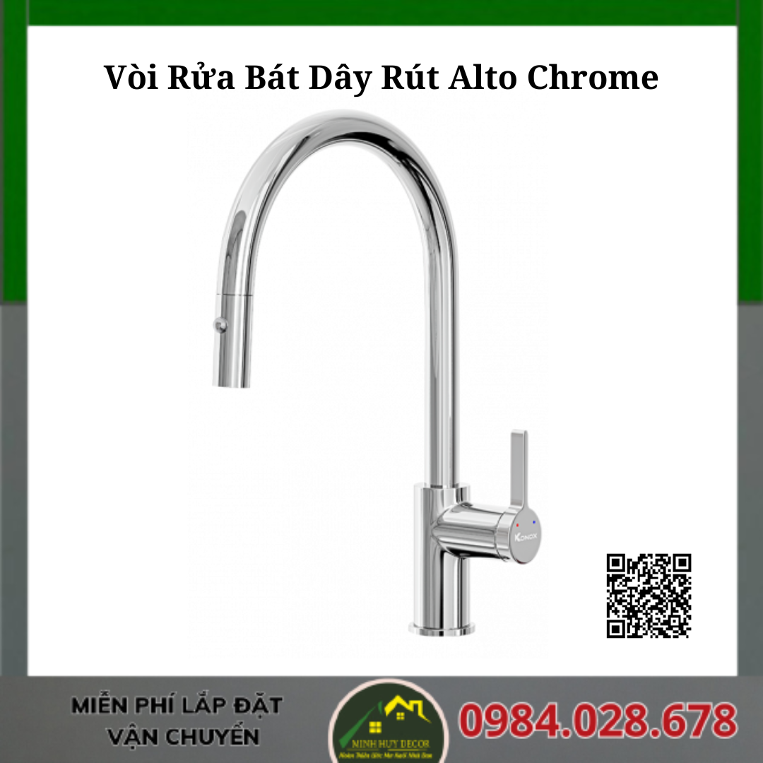 Vòi Rửa Bát Dây Rút Alto Chrome