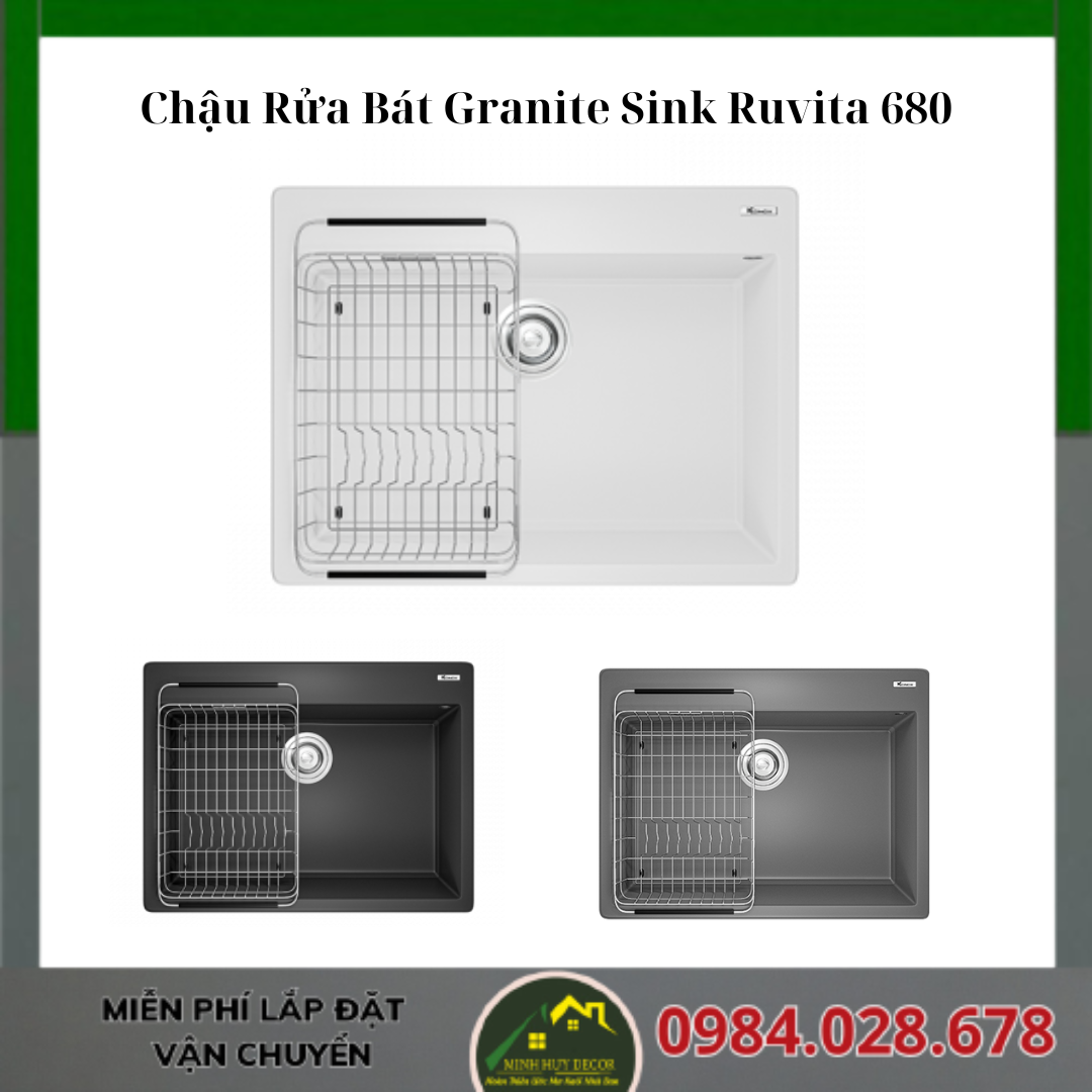 Chậu Rửa Bát Granite Sink Ruvita 680