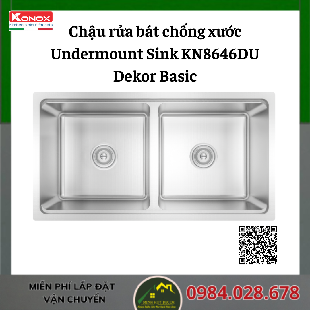 Chậu rửa bát chống xước Undermount Sink KN8646DU Dekor Basic