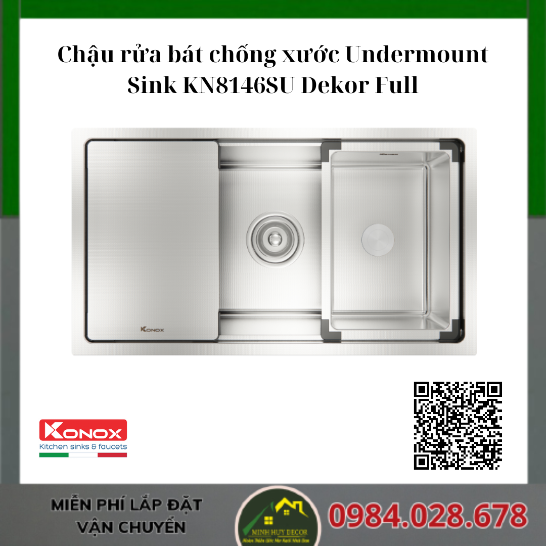 Chậu rửa bát chống xước Undermount Sink KN8146SU Dekor Full