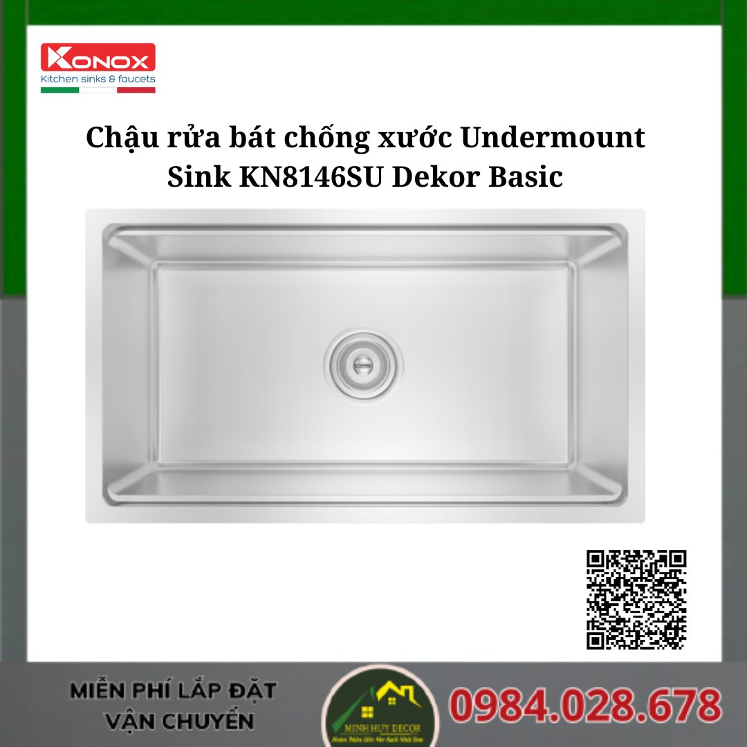 Chậu rửa bát chống xước Undermount Sink KN8146SU Dekor Basic