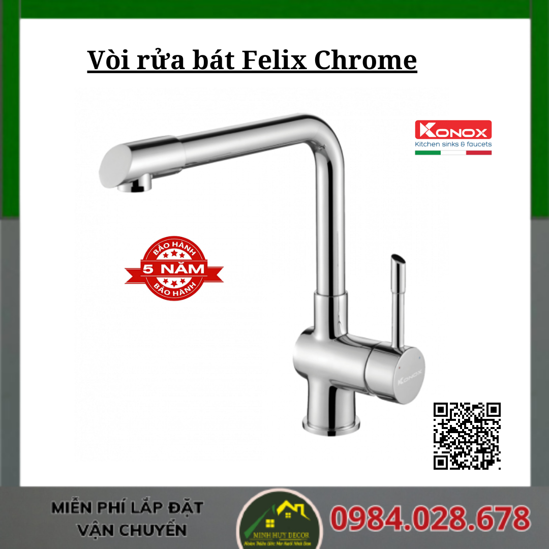 Vòi rửa bát Felix Chrome