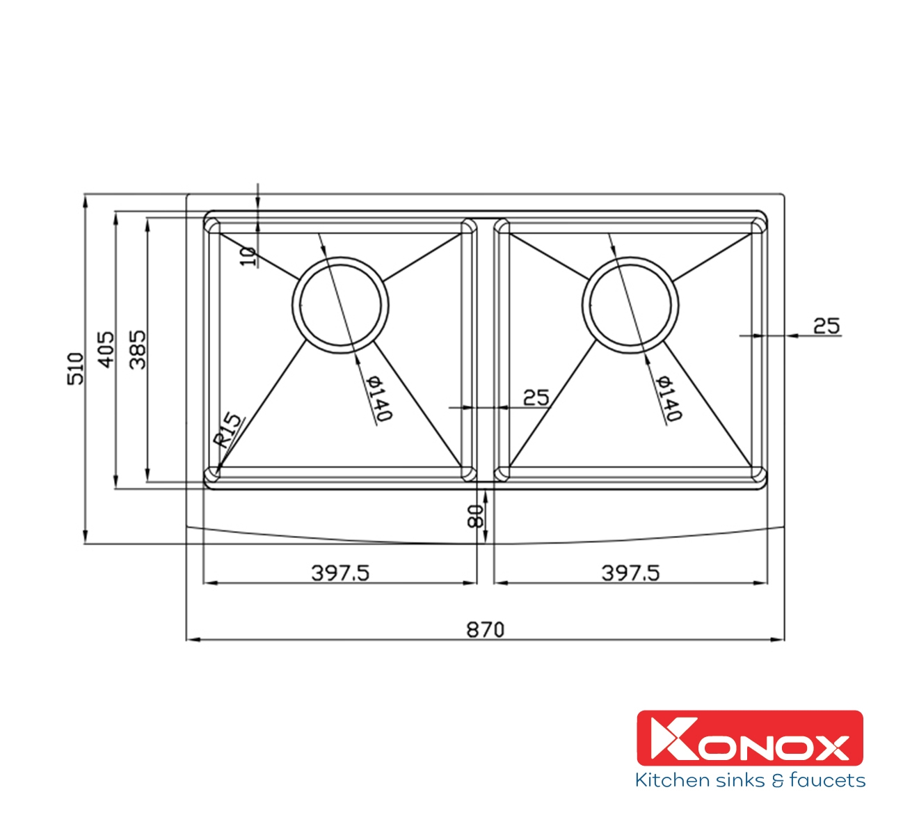 Chậu rửa bát KN8751DA Curve