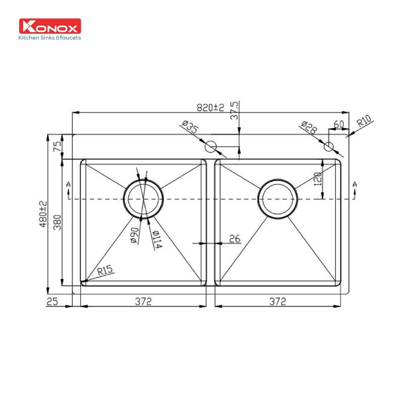 Chậu rửa bát Overmount Sink KN8248DOB