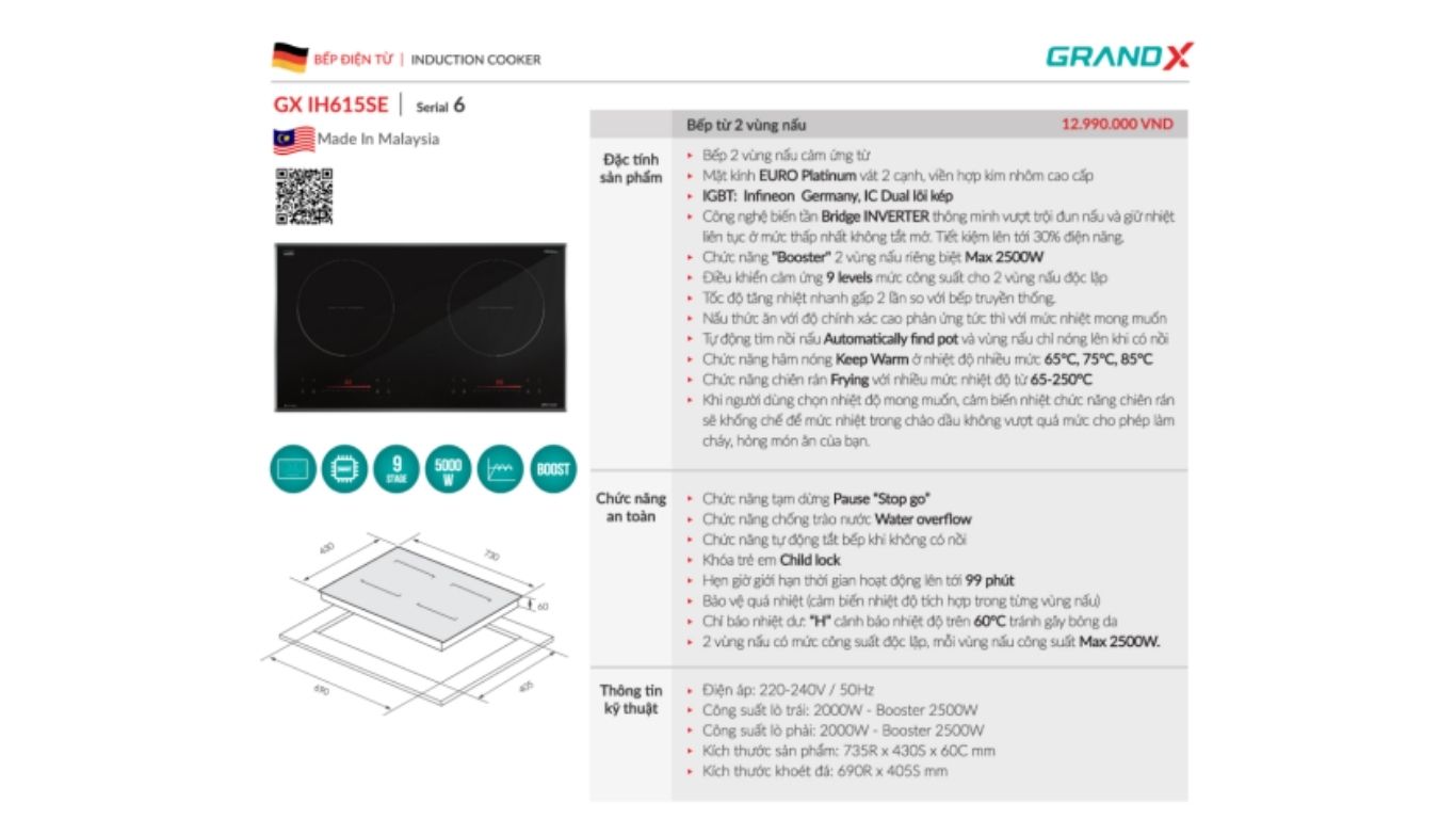 Bếp từ GrandX GX IH615SE/ serial 6