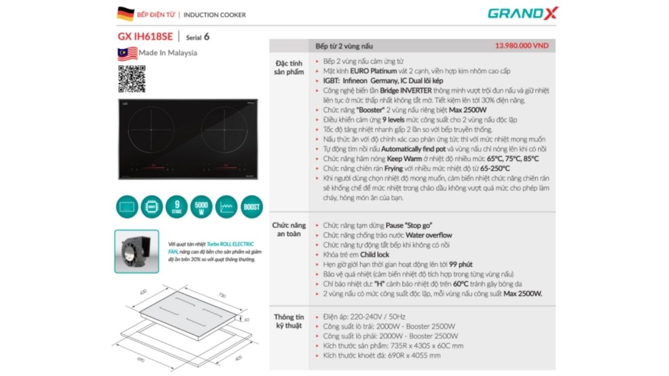 Bếp từ GrandX GX IH618SE/ serial 6