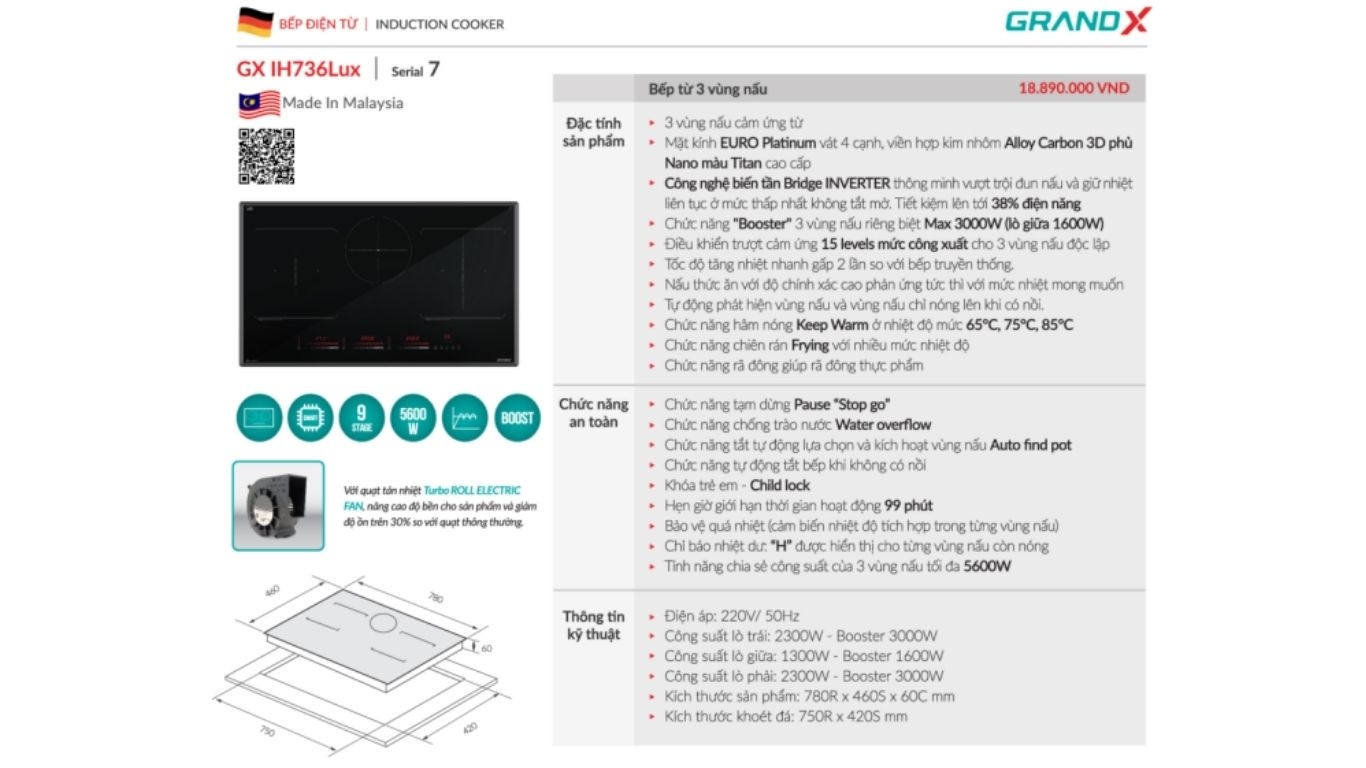 Bếp từ GrandX GX IH736Lux/ serial 7