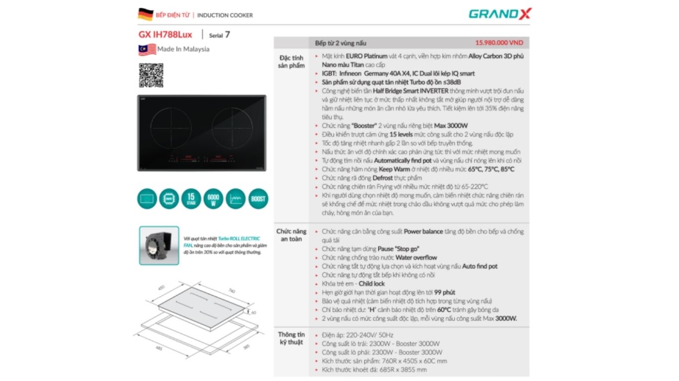 Bếp từ GrandX GX IH788Lux/ serial 7