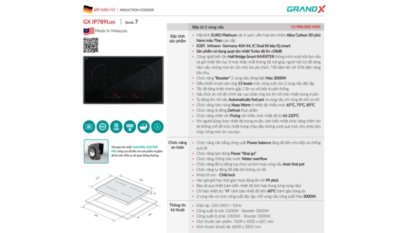 Bếp từ GrandX GX IP789Lux/ serial 7