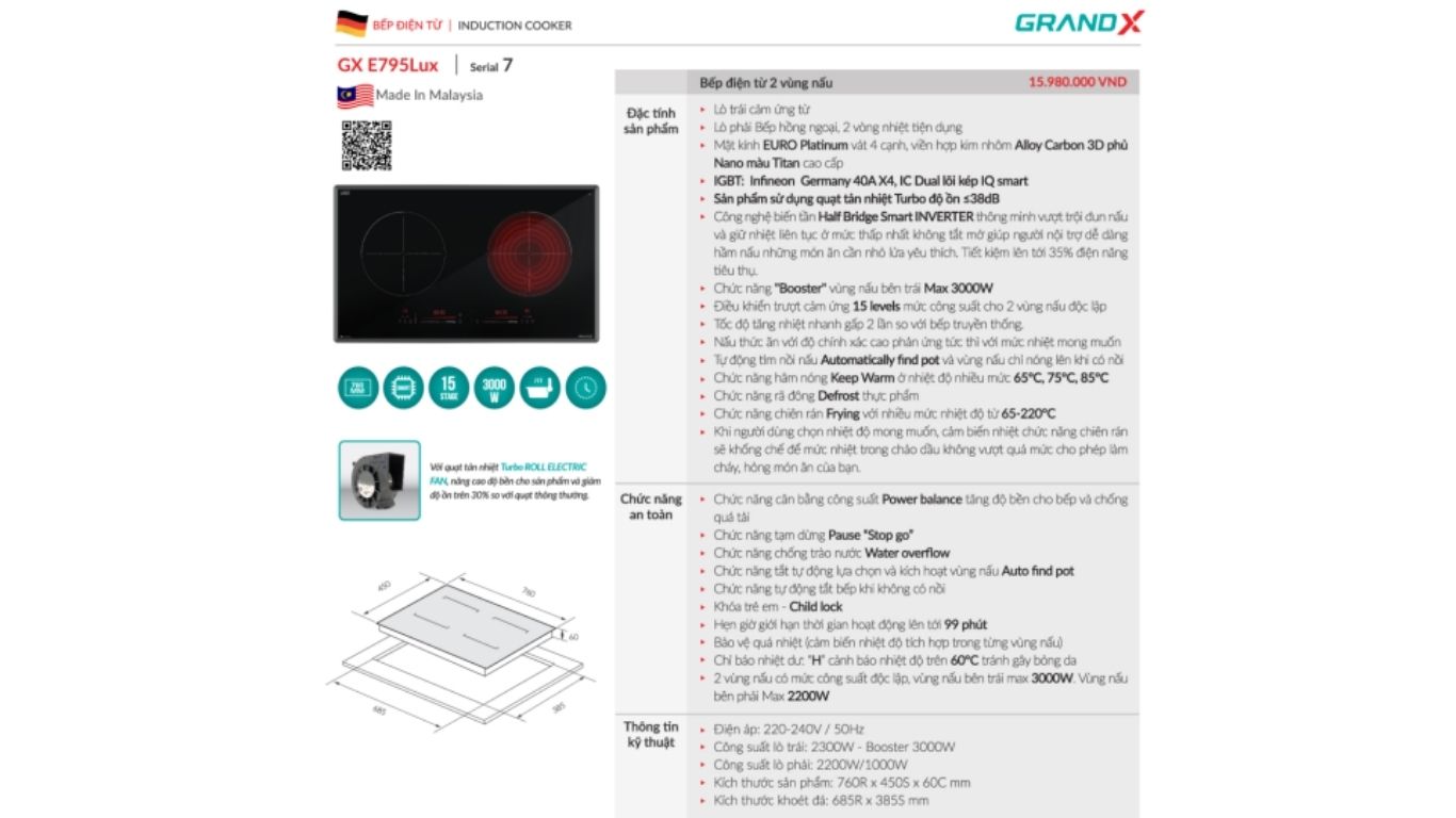 Bếp từ GrandX GX E795Lux/ serial 7