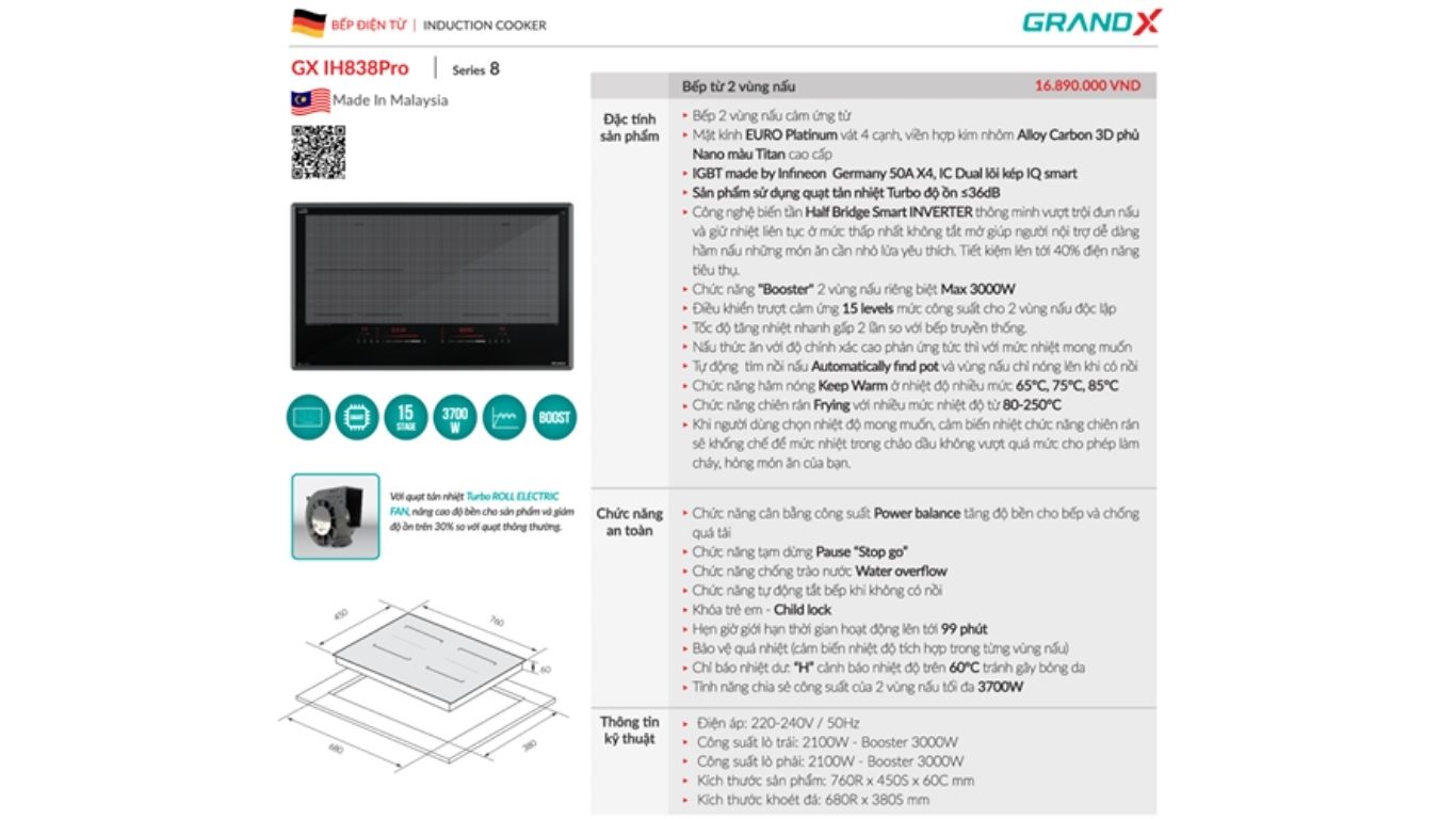 Bếp từ GrandX GX IH838PRO/ serial 8