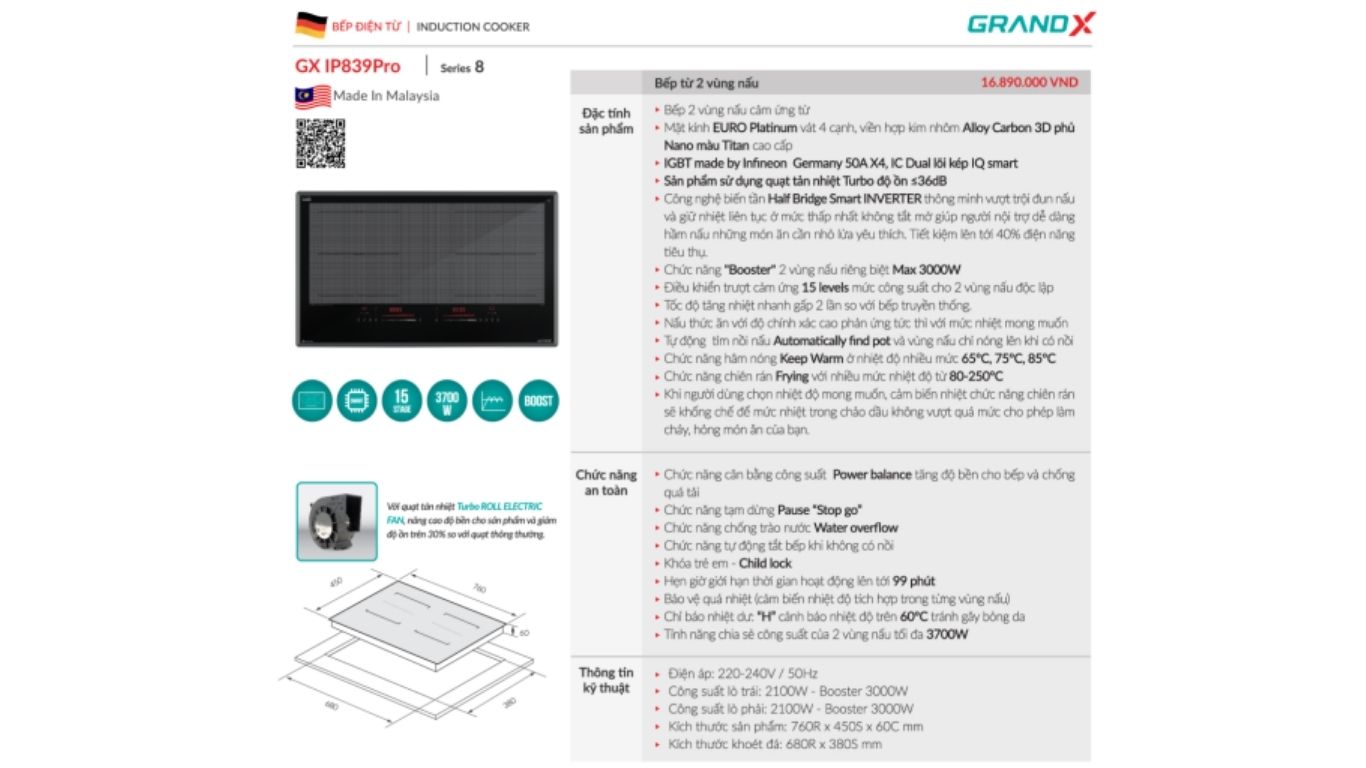 Bếp từ GrandX GX IP839PRO/ serial 8