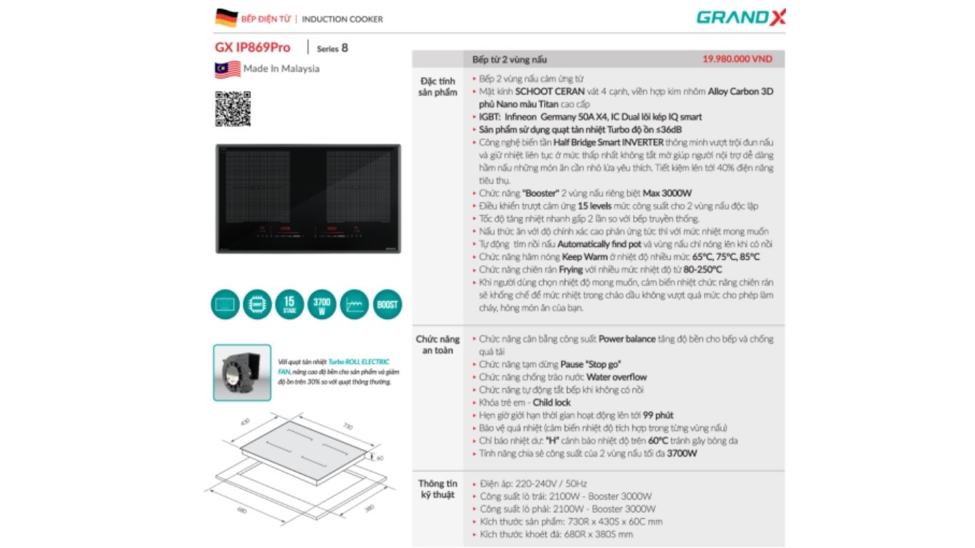 Bếp từ GrandX GX IP869PRO/ serial 8