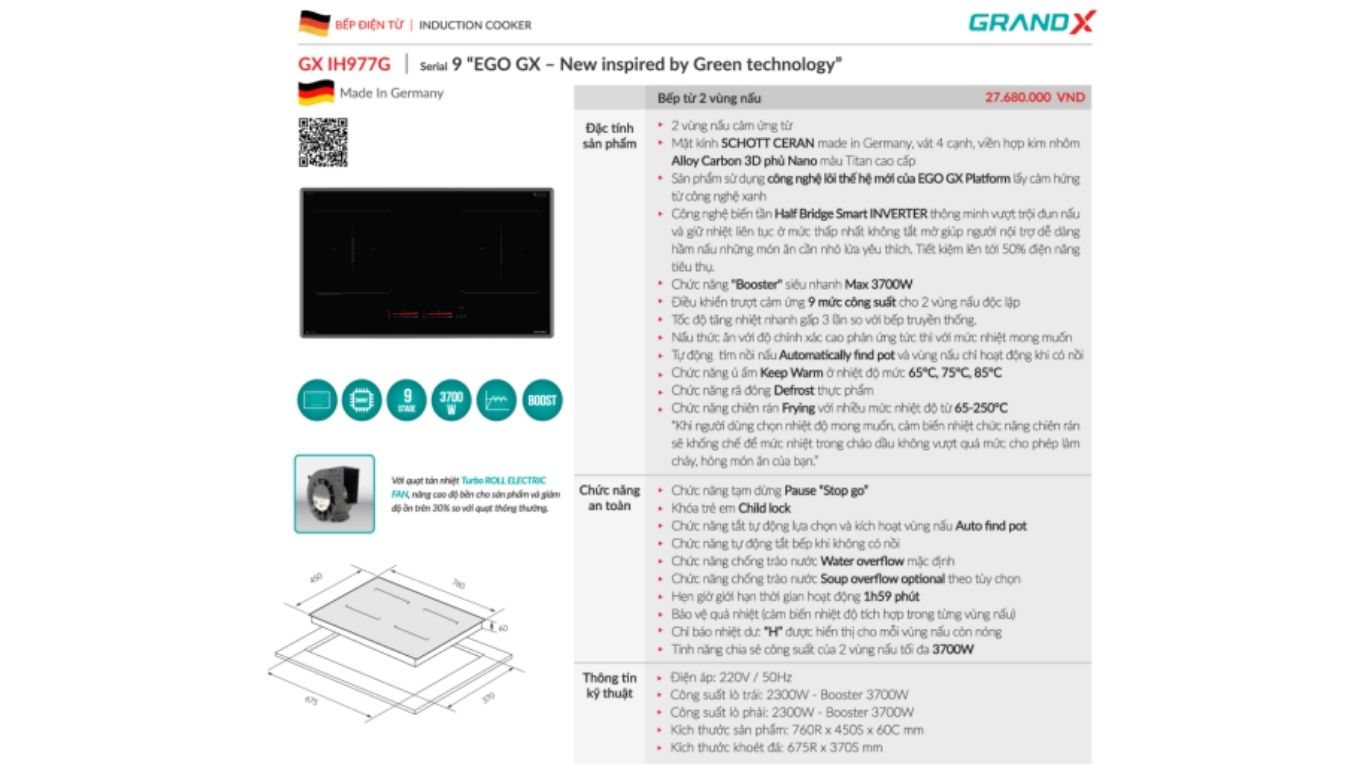 Bếp từ GrandX GX IH977G