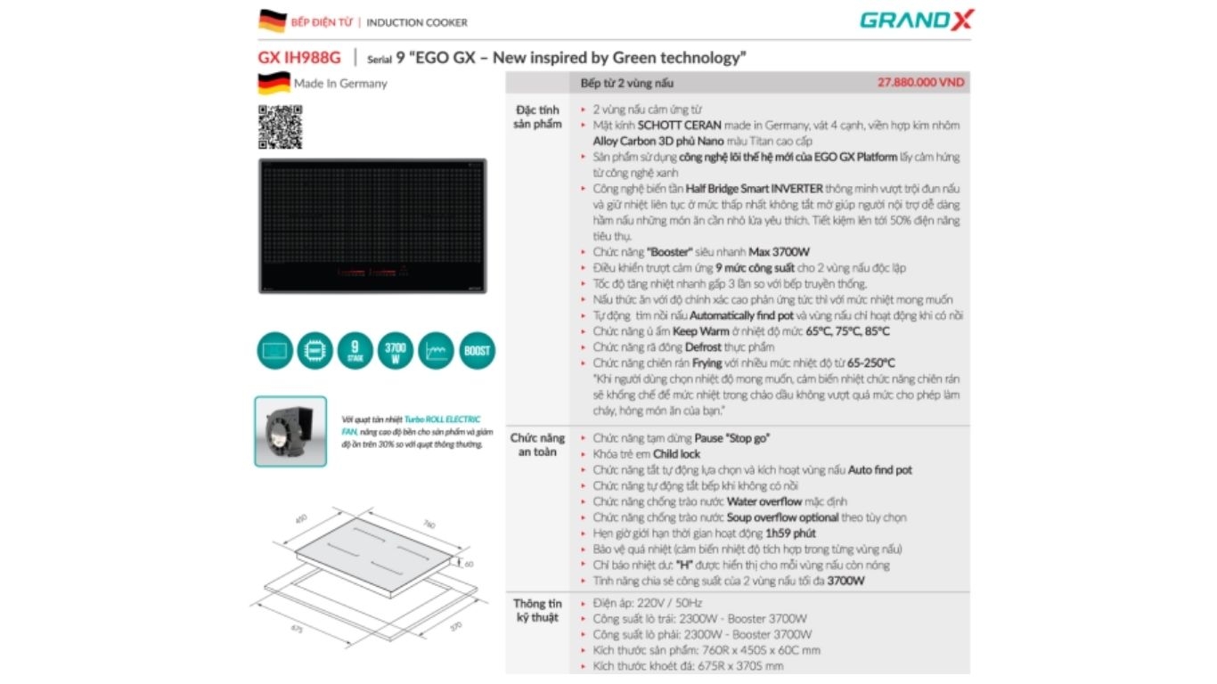 Bếp từ GrandX GX IH988G