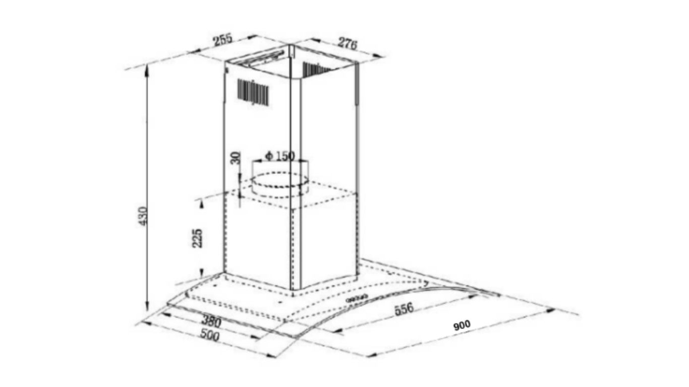 Máy hút mùi kính cong GX H90C62