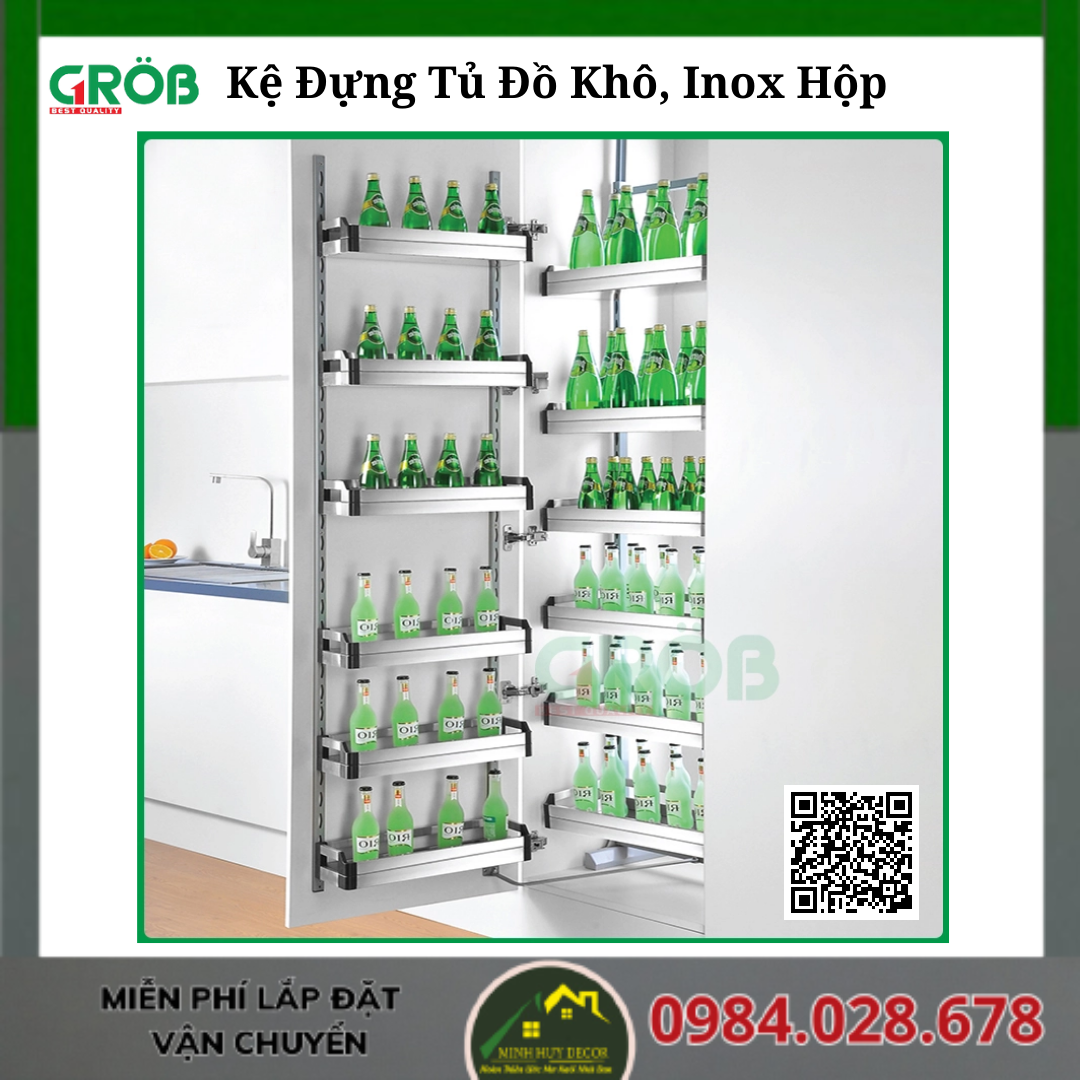 Kệ Đựng Tủ Đồ Khô, Inox Hộp