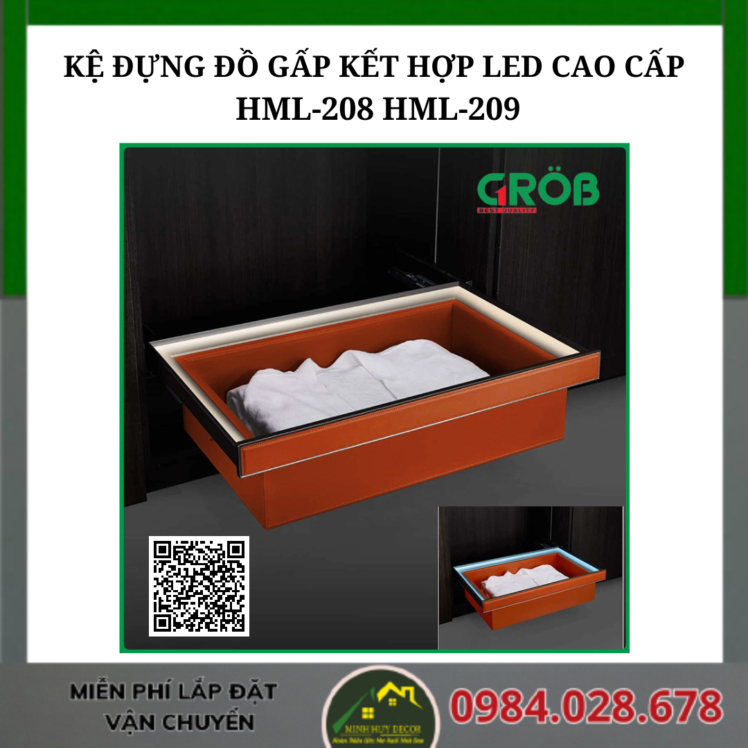 KỆ ĐỰNG ĐỒ GẤP KẾT HỢP LED CAO CẤP HML-208 HML-209