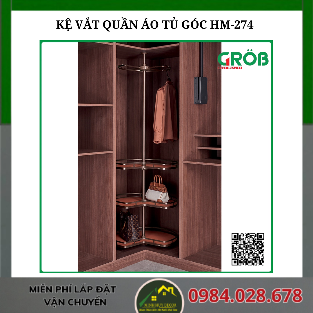 KỆ VẮT QUẦN ÁO TỦ GÓC HM-274