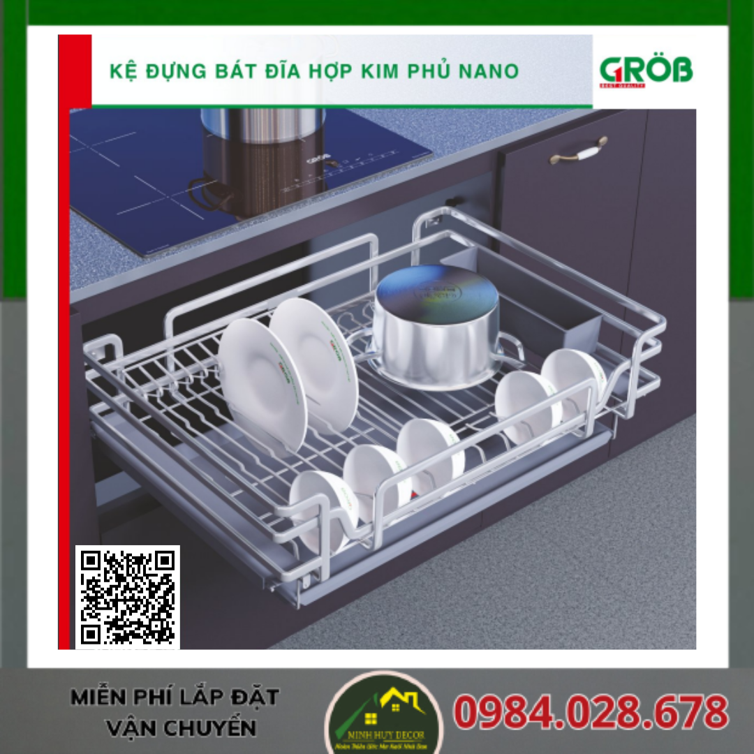 Kệ Đựng Bát Đĩa Hợp Kim Phủ Nano