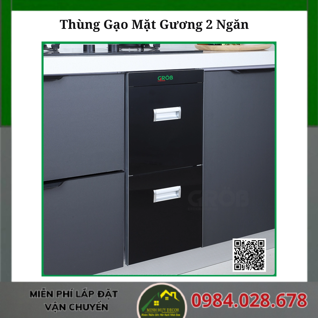 Thùng Gạo Mặt Gương 2 Ngăn