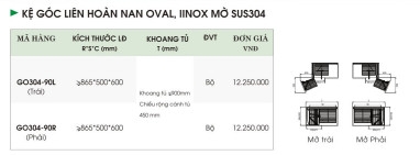 Kệ Góc Liên Hoàn nan Oval Inox mờ SUS 304