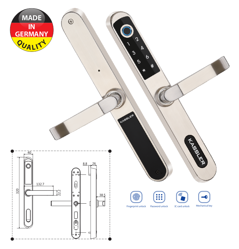 KHÓA VÂN TAY KASSLER KL-599I - CHỐNG NƯỚC TUYỆT ĐỐI