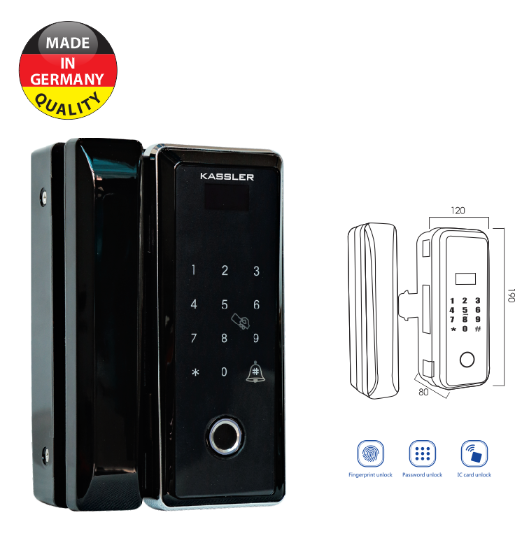 KHÓA VÂN TAY KASSLER KL-589 - KHÓA CỬA KÍNH