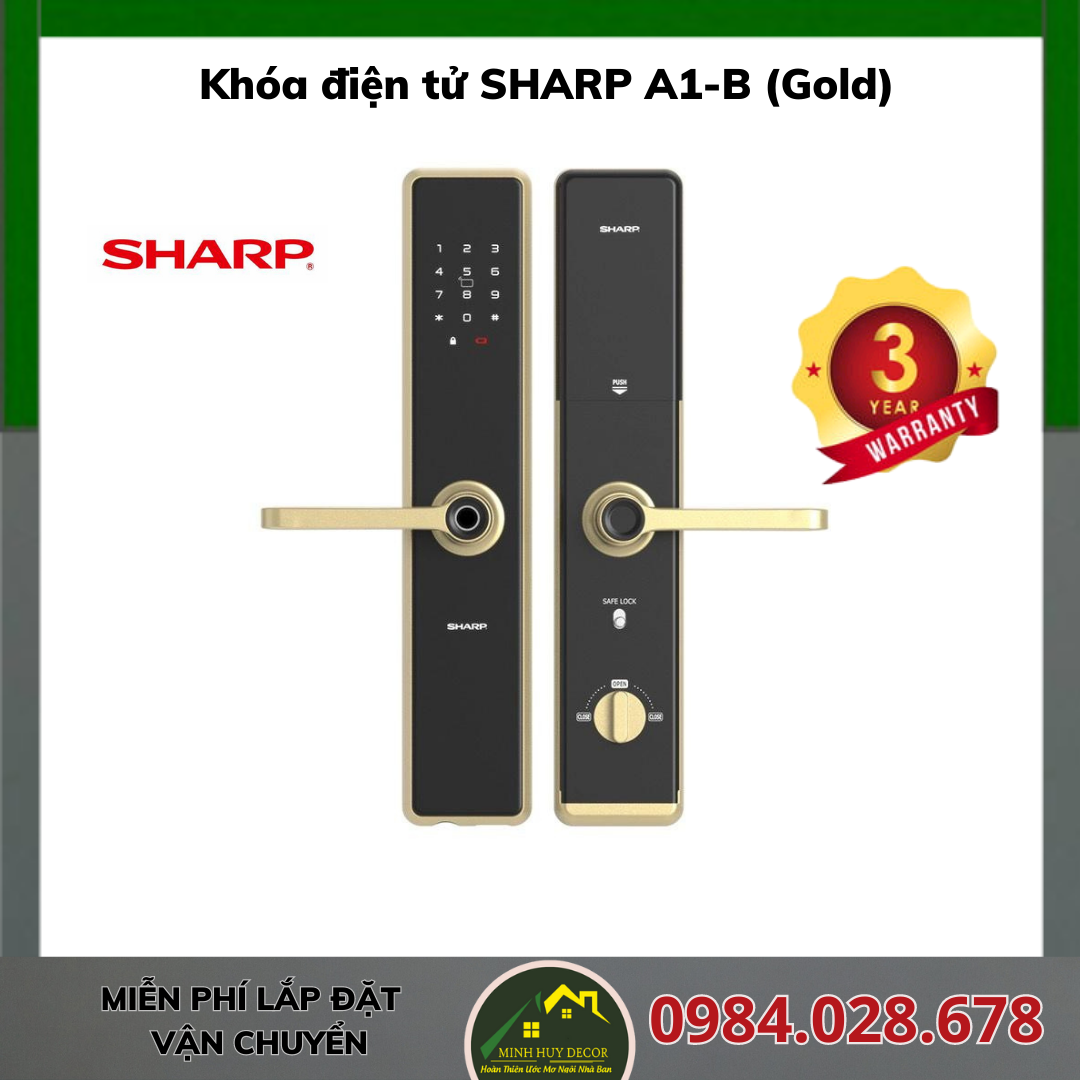 Khoá Vân Tay Thông Minh Sharp A1-B Vàng (Gold)